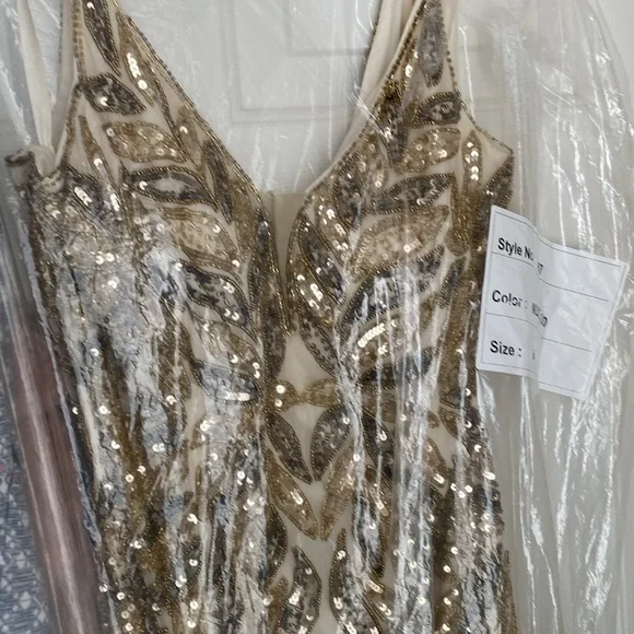 Mac Duggal Sequin Leaf Mermaid Gown